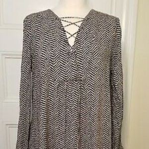 Anthropologie Tylho Long Sleeve Tie Front Dress